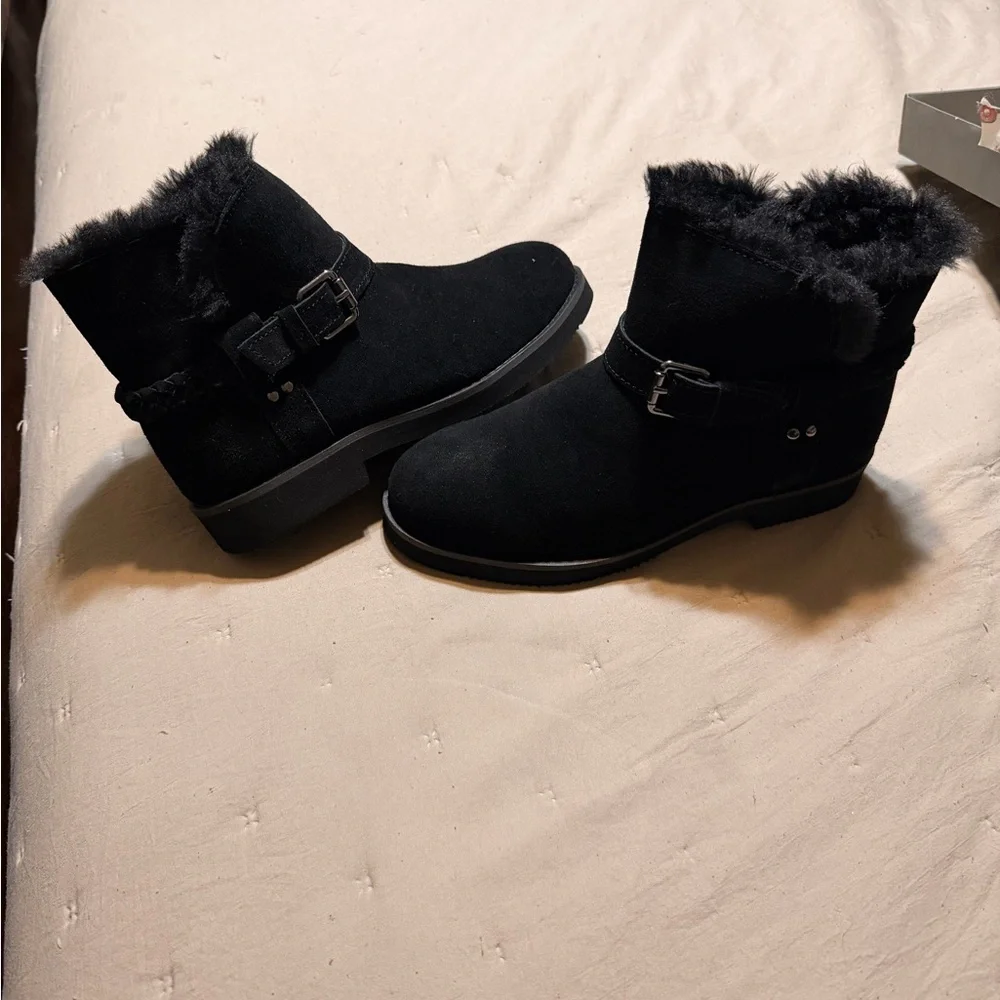 Style & Co. Black Faux Fur Ankle Boots